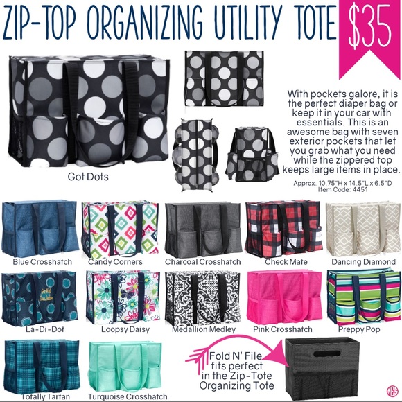 Thirty one zip top organizing utility tote bundle - Picture 5 of 5